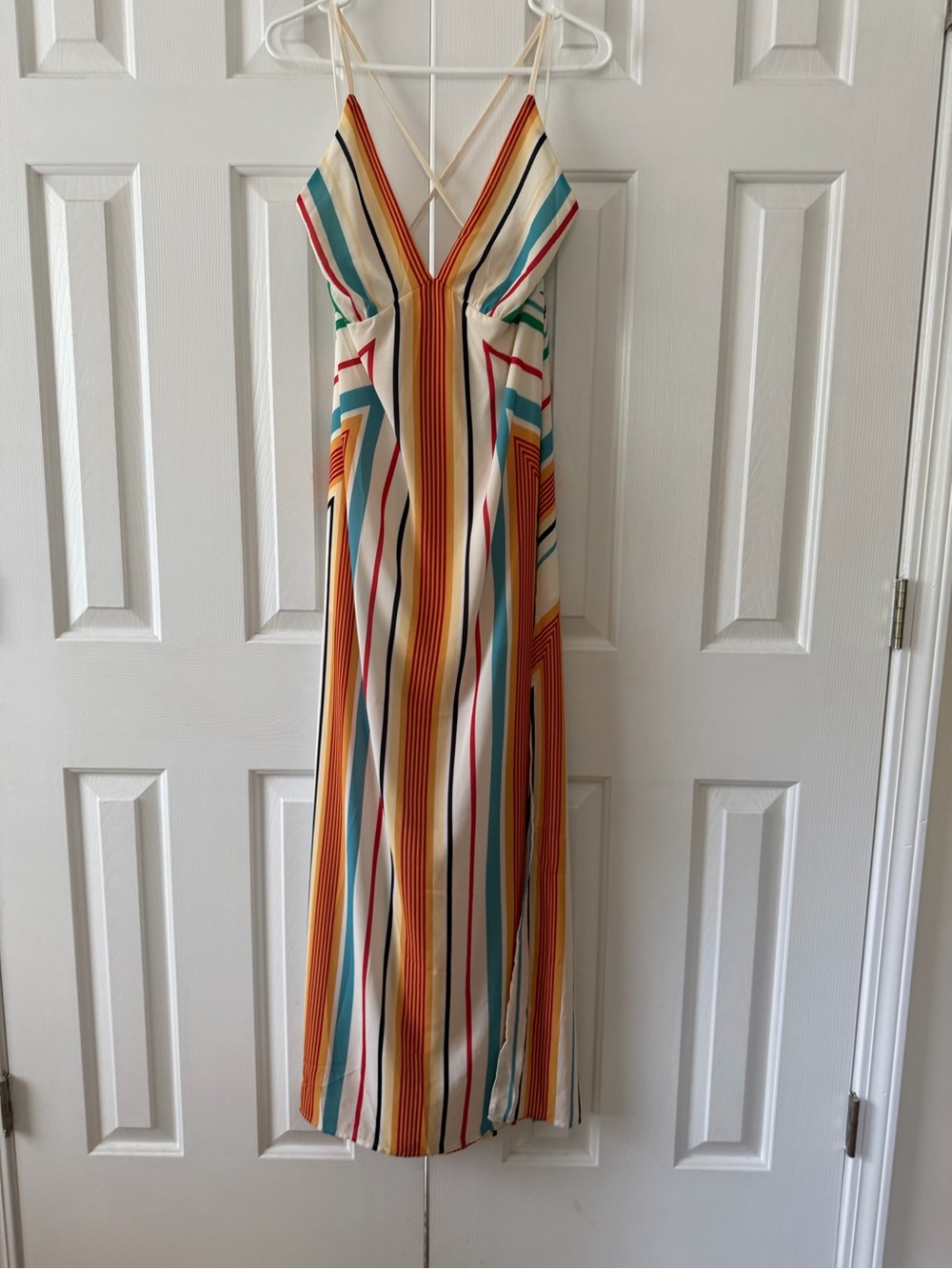 Flying Tomato Striped Maxi Dress in Cream, Mustard, Teal & Red